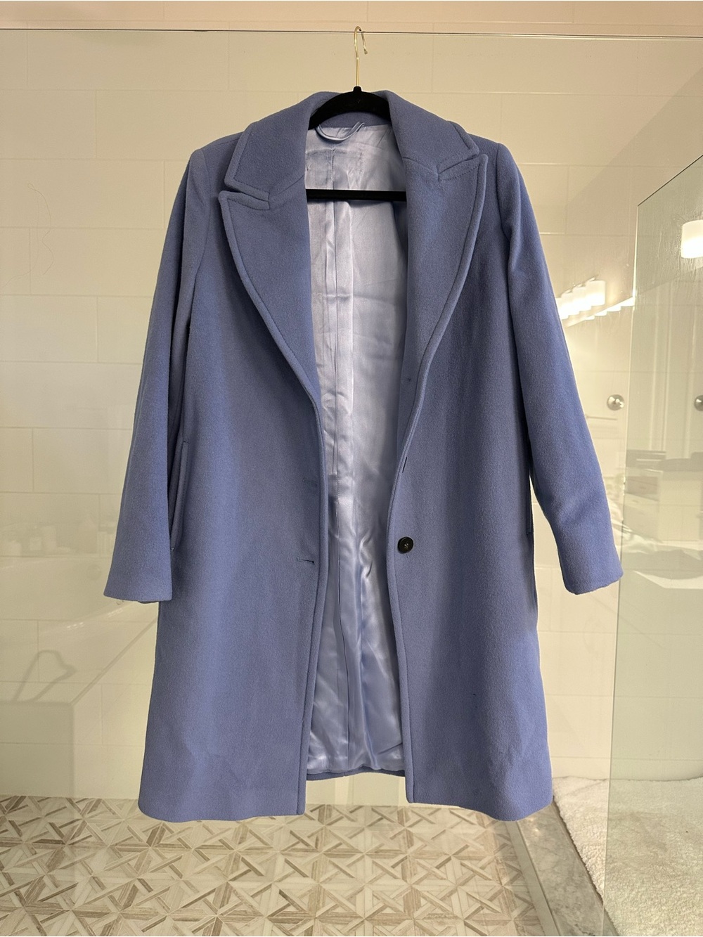 Maxmara Classic blue Single-Button Wool Blend Coat